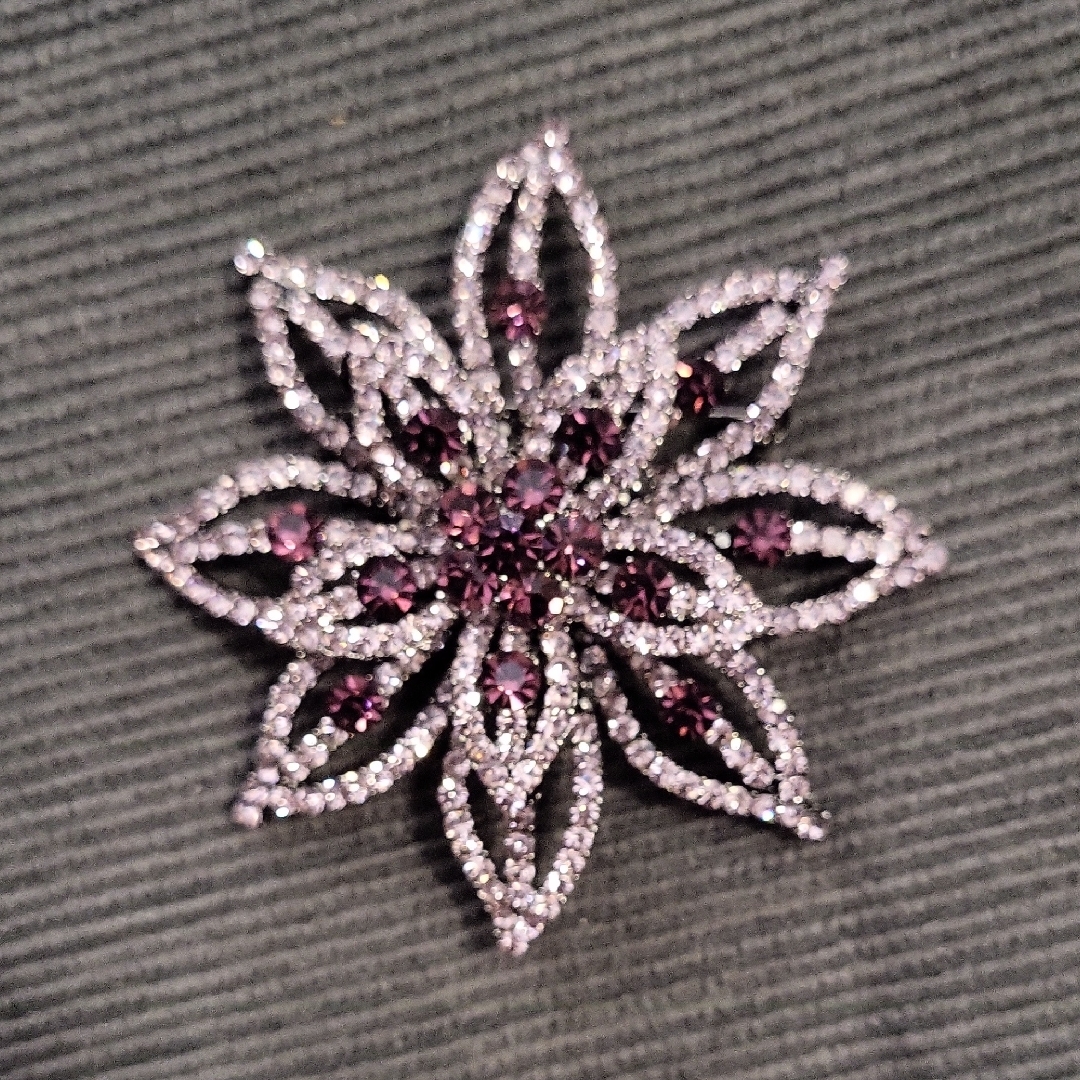 Elegant Floral Pink Crystal Brooch